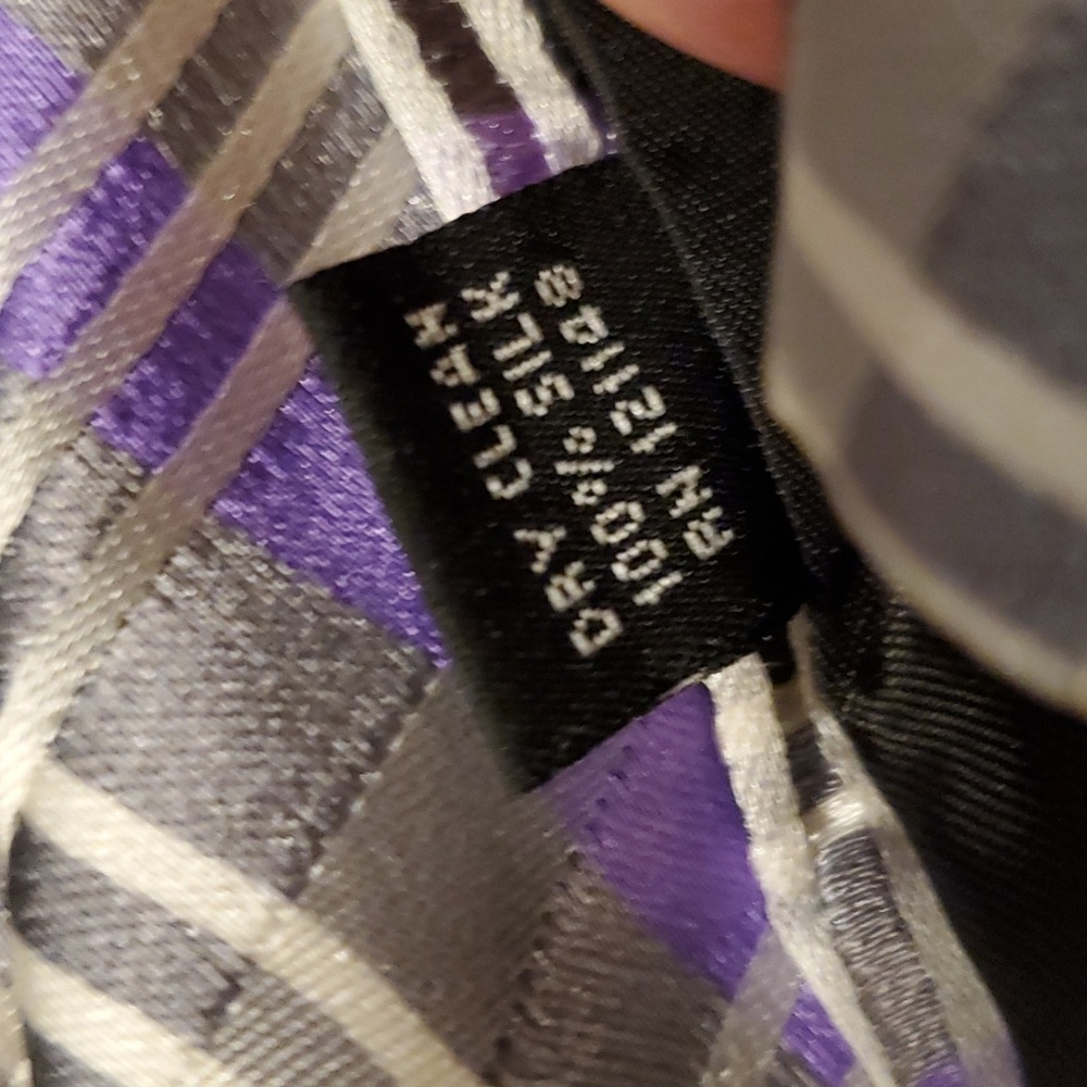 Croft & Barrow Gray/Purple/White Plaid Men's Silk Necktie - Picture 4 of 5